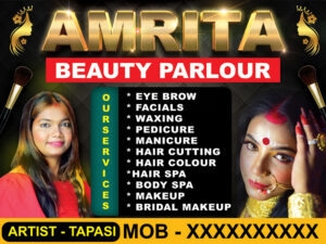 Beauty Parlour Bridal Makeup Makeover Shop Banner Design PSD 4x3 ft_2168 - PMC