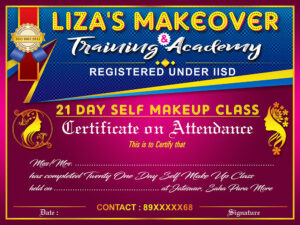 Beauty Parlour Bridal Makeup Makeover Shop Certificate Design PSD 12x9 Inch_1323 - PMC